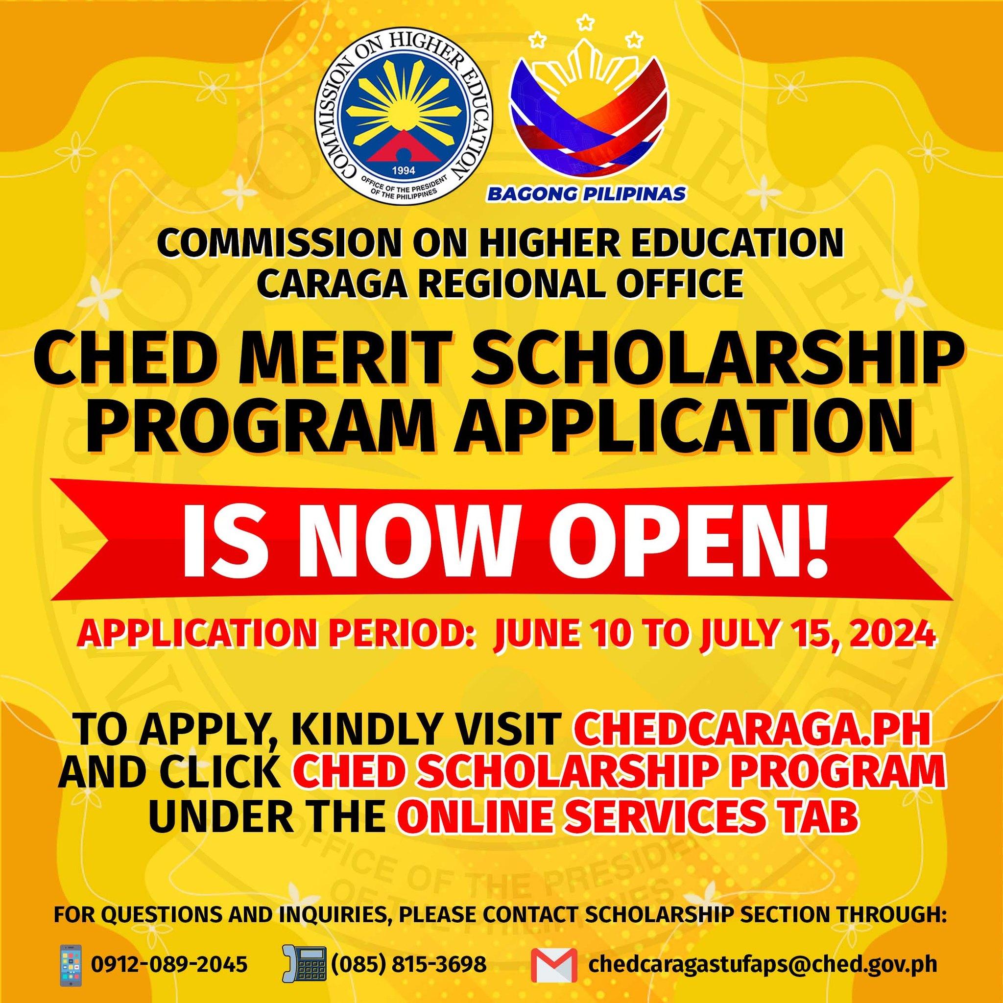 Daniel G Calugar Foundation Merit Scholarship Program Applications for the CHED Merit Scholarship Program in Caraga Region